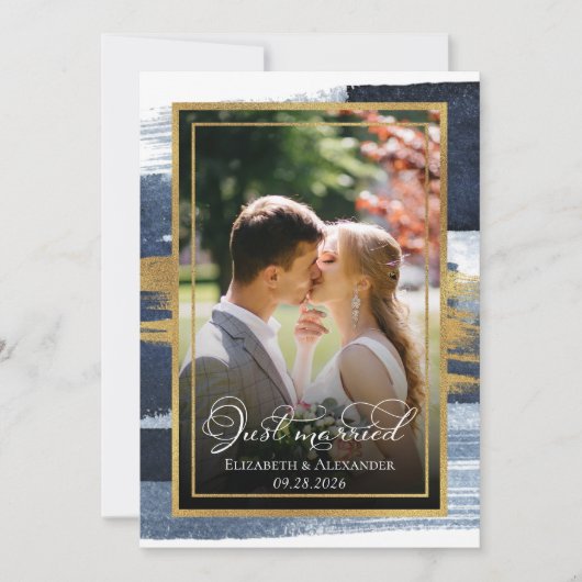 Net getrouwd Uitnodiging | Abstracte bruiloft (Voorkant)