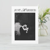 Net getrouwd unieke moderne minimalistische bruilo aankondiging (Staand voorkant)