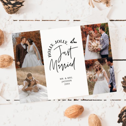 Net getrouwd vakantie Pas getrouwd Foto Wit Feestdagenkaart