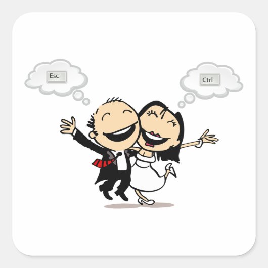 Net getrouwd vierkante sticker (Voorkant)