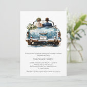 Net Getrouwd Vintage Auto Ontvangst Feestviering | Kaart (Staand voorkant)