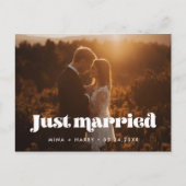 Net getrouwd Vintage retro script foto Briefkaart (Voorkant)