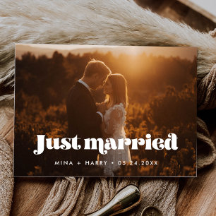 Net getrouwd Vintage retro script foto Briefkaart