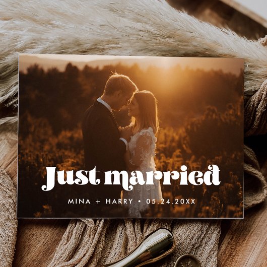 Net getrouwd Vintage retro script foto Briefkaart