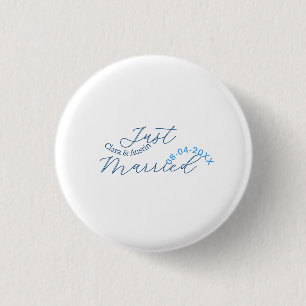 Net getrouwd voeg koppel naam datum jaar huwelijks ronde button 3,2 cm