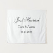 Net getrouwd voeg naam koppel datum jaar huwelijk  wandkleed (Voorkant (horizontaal))