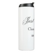 Net getrouwd voeg naam koppel datum jaar huwelijks thermosbeker (Gedraaid links)