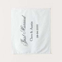 Net getrouwd voeg naam koppel datum jaar huwelijks wandkleed