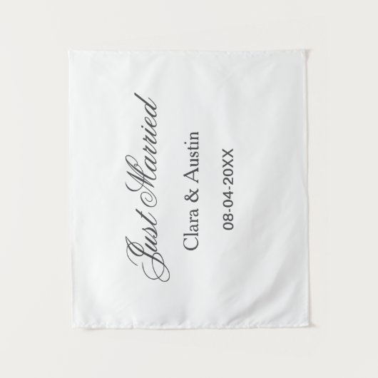 Net getrouwd voeg naam koppel datum jaar huwelijks wandkleed (Voorkant)