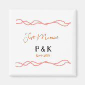 Net getrouwd voeg naam van het paar datum toe rode magneet (Voorkant)