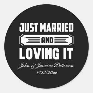 Net getrouwd voeg namen Datum Huwelijk toe  Ronde Sticker