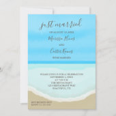 Net getrouwd Waterverf Ocean Beach Invitation Kaart (Voorkant)