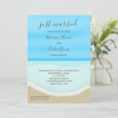 Net getrouwd Waterverf Ocean Beach Invitation Kaart (Staand voorkant)