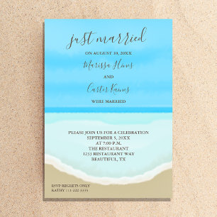 Net getrouwd Waterverf Ocean Beach Invitation Kaart