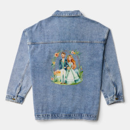 Net getrouwd waterverf paar ontwerp denim jacket
