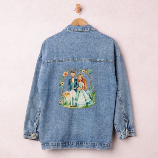 Net getrouwd waterverf paar ontwerp denim jacket (Hangar)