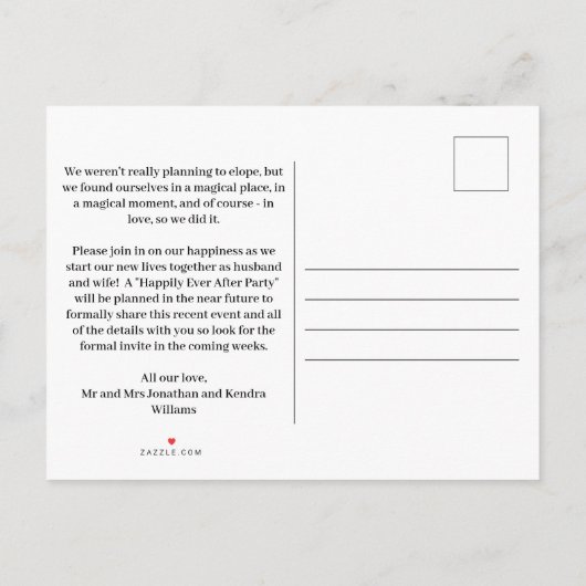 Net getrouwd - we hielden foto Briefkaart (Achterkant)