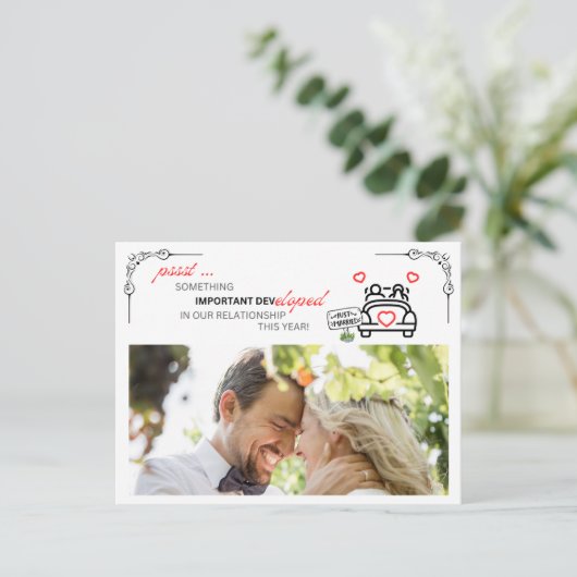 Net getrouwd - we hielden foto Briefkaart (Staand voorkant)