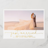 Net Getrouwd Weggelopen 4 Foto Ontvangst Alleen Go Folie Uitnodiging (Voorkant)