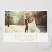 Net Getrouwd Weggelopen 4 Foto Ontvangst Alleen Go Folie Uitnodiging (Voorkant)