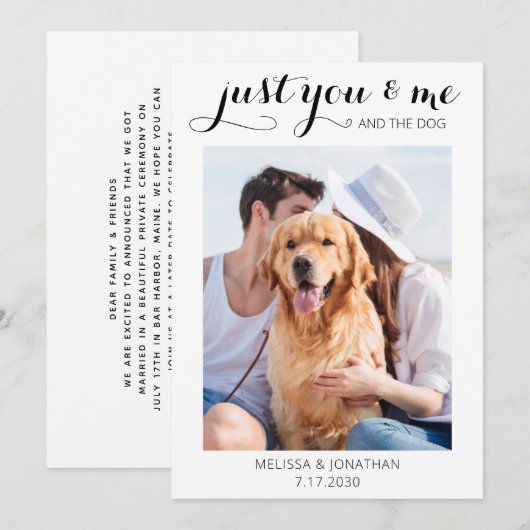 Net Getrouwd Weggelopen Hond Huwelijksaankondiging Save The Date (Voorkant / Achterkant)