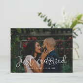Net getrouwd Whimsical bruiloft fotokaart Aankondiging (Staand voorkant)