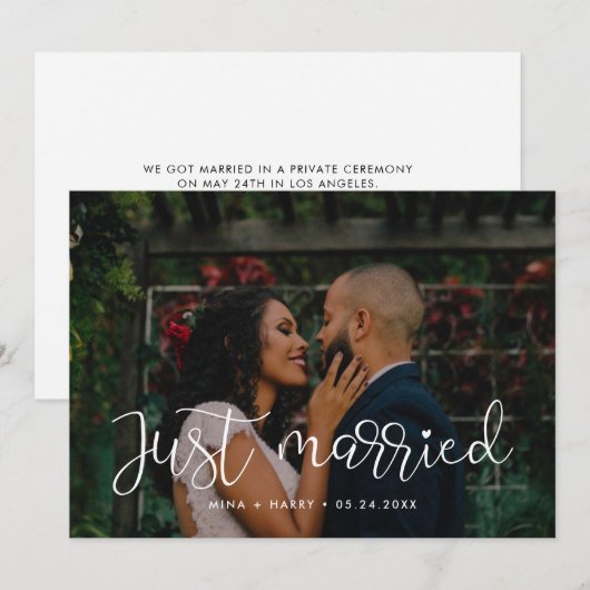 Net getrouwd Whimsical bruiloft fotokaart Aankondiging (Voorkant / Achterkant)