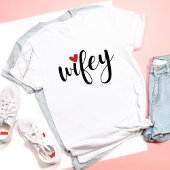 Net getrouwd Wifey Modern Elegant eenvoudig script T-shirt