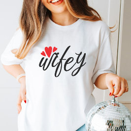 Net getrouwd Wifey Modern Elegant eenvoudig script T-shirt