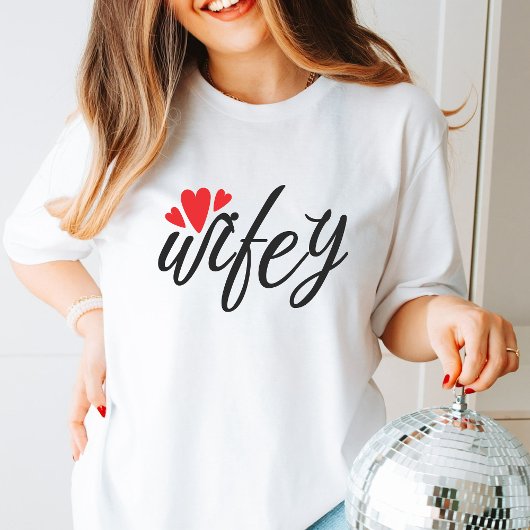 Net getrouwd Wifey Modern Elegant eenvoudig script T-shirt