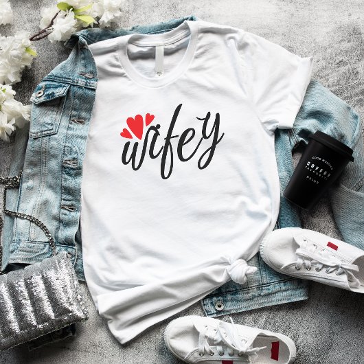 Net getrouwd Wifey Modern Elegant eenvoudig script T-shirt