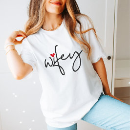 Net getrouwd Wifey Modern Elegant eenvoudig script T-shirt