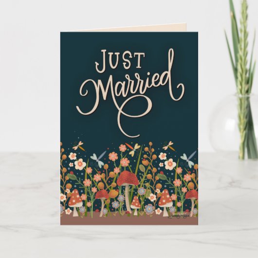 Net getrouwd Wildflower bruiloft Boho Kaart (Voorkant)