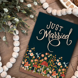 Net getrouwd  Wildflower bruiloft Boho Kaart