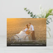 Net getrouwd witte bruiloft aankondiging foto kaar (Staand voorkant)