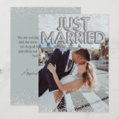 Net Getrouwd Zilveren Ballonnen Huwelijksfoto Aankondiging (Voorkant / Achterkant)