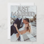 Net getrouwd zilveren ballonnen trouwfoto aankondiging (Voorkant)