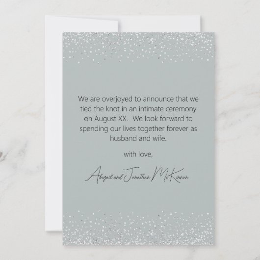 Net getrouwd zilveren ballonnen trouwfoto aankondiging (Achterkant)