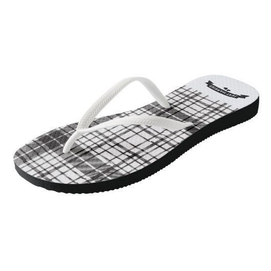 Net getrouwd zwart en wit plaid teenslippers (Schuin)