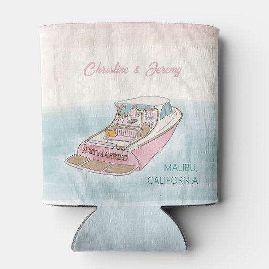 Net getrouwde boot voor bruiloft blikjeskoeler (Achterkant)