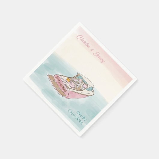 Net getrouwde boot voor bruiloft servet (Hoek)