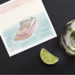 Net getrouwde boot voor bruiloft servet