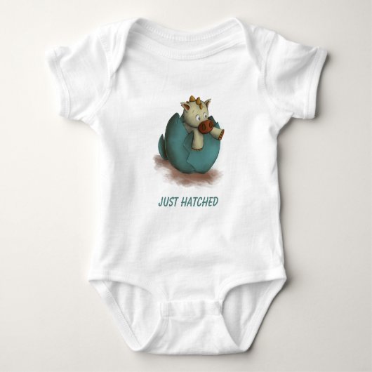 Net Hatched Cute Baby Dragon Newborn Illustratie Romper (Voorkant)