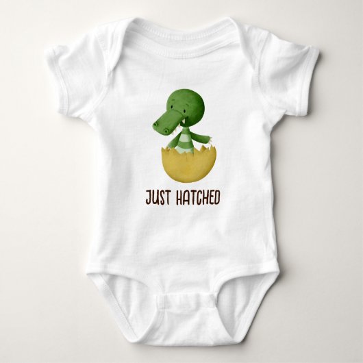 Net Hatched Cute Green Baby Crocodile in Egg Romper (Voorkant)