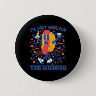 Net hier voor de Wieners Hot Dog Funny 4th of Jul Ronde Button 5,7 Cm