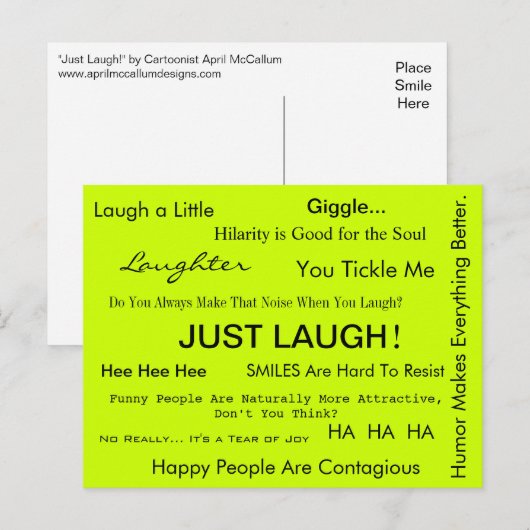 NET LAUGH! Briefkaart van April McCallum (Voorkant / Achterkant)