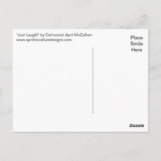 NET LAUGH! Briefkaart van April McCallum (Achterkant)