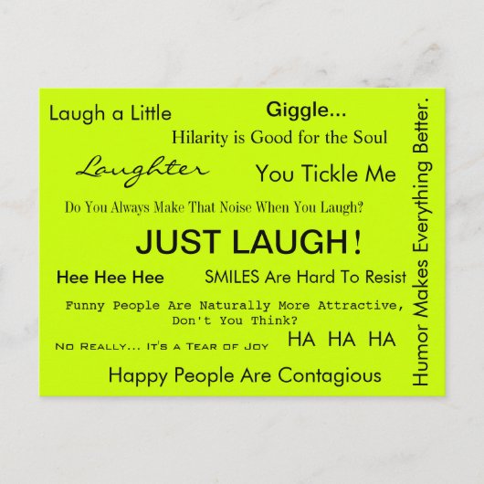 NET LAUGH! Briefkaart van April McCallum (Voorkant)