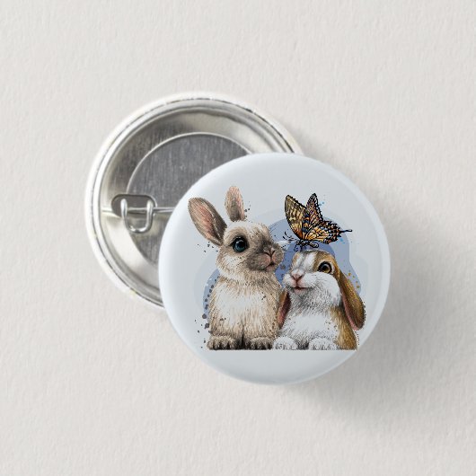 Net Love Bunnies Ronde Button 3,2 Cm (Voorkant /achterkant)