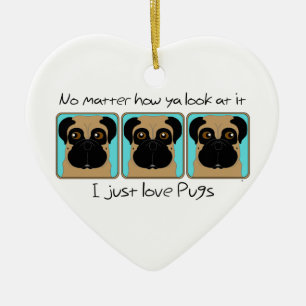 Net Love Pugs Quote en Funny Pugs die rondkijken Keramisch Ornament